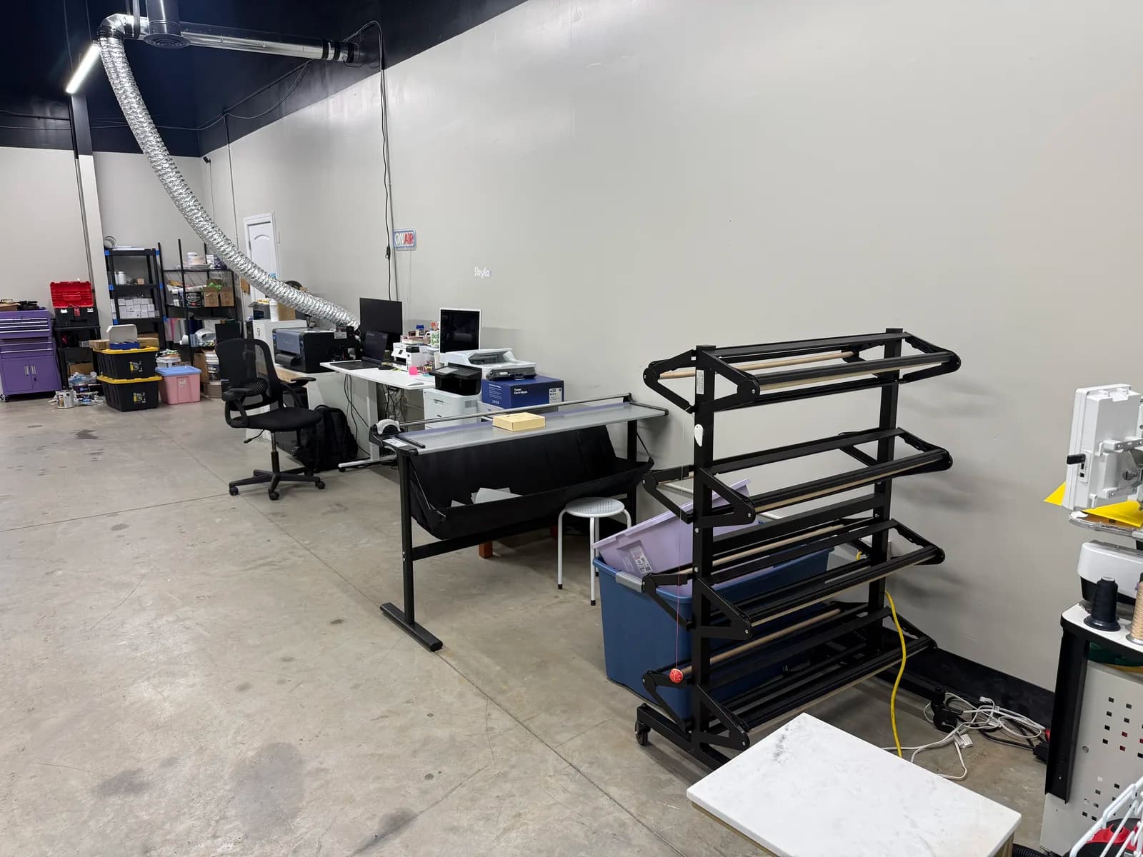 Wide-format printing and finishing area at Suite G